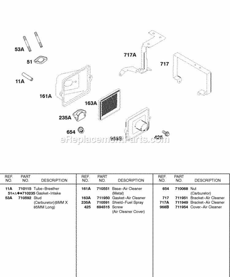 Page B Diagram and Parts List for 185432-0571-E1  Briggs and Stratton Engine